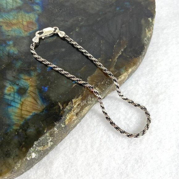 Italian Sterling Silver 925 Italy Dainty 2MM Twisted Rope Chain Bracelet 8” - Picture 7 of 16